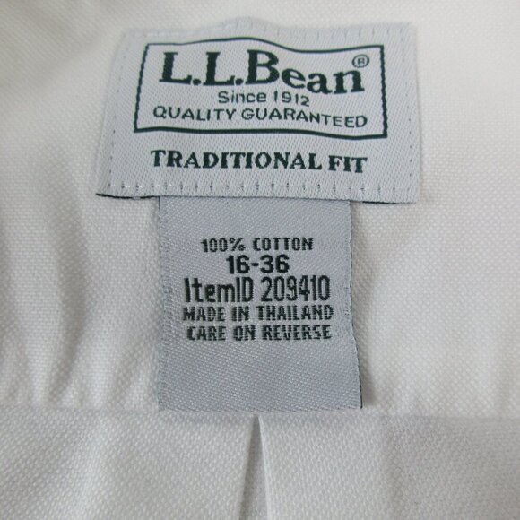L.L. Bean Dress Shirt Mens 16 White Traditional Fit Collared Button Down 209410 - Picture 4 of 10